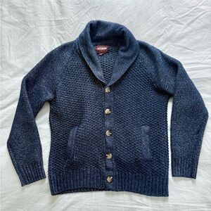 Navy Blue Shawl Collar Cardigan